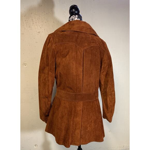 Vintage Walter Dyer Brown AztecRustic Raw Leather Coat Handmade princess Md - Picture 2 of 16